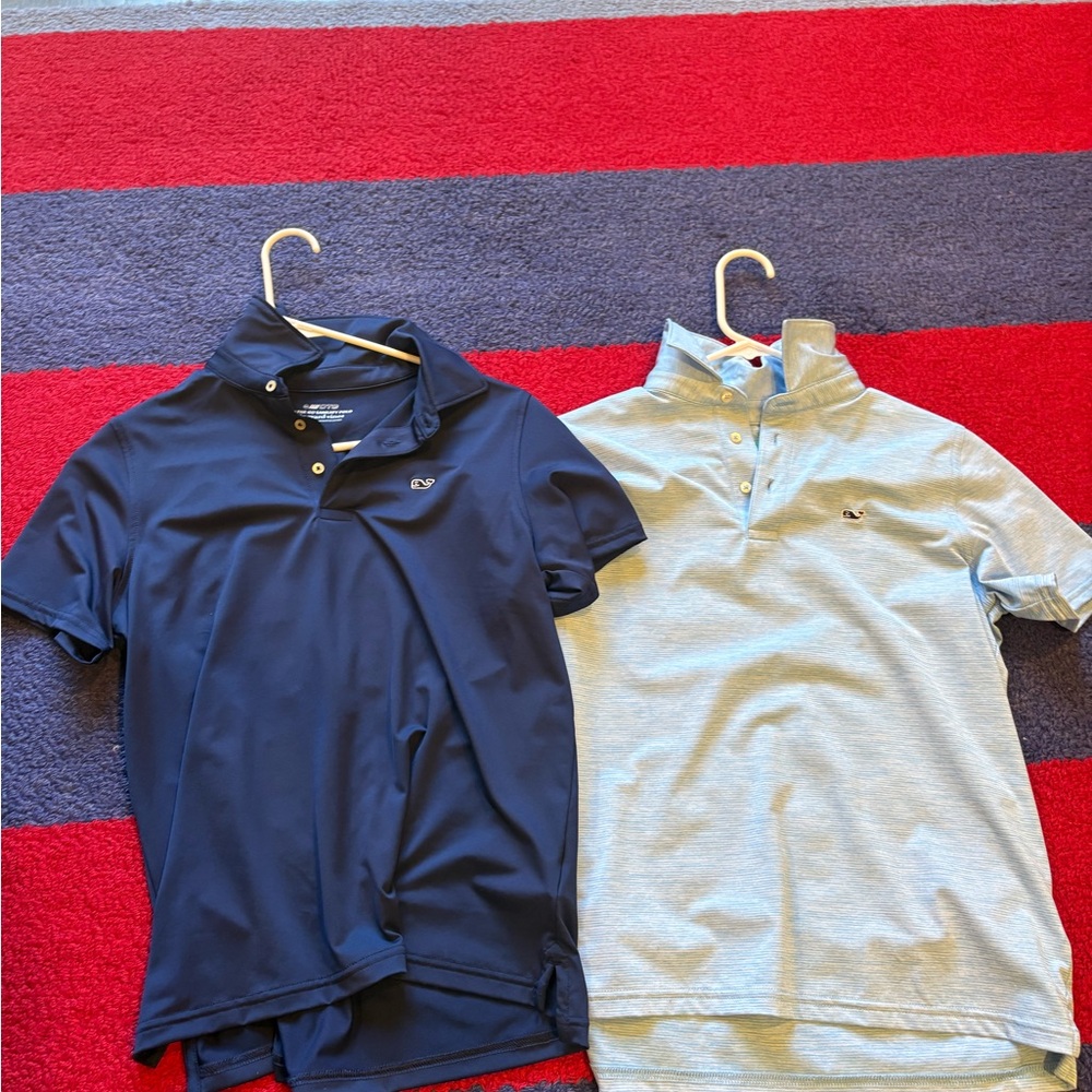Vineyard vines Kids Polo Shirt Set - Navy and Light blue  (2 shirt bundle)